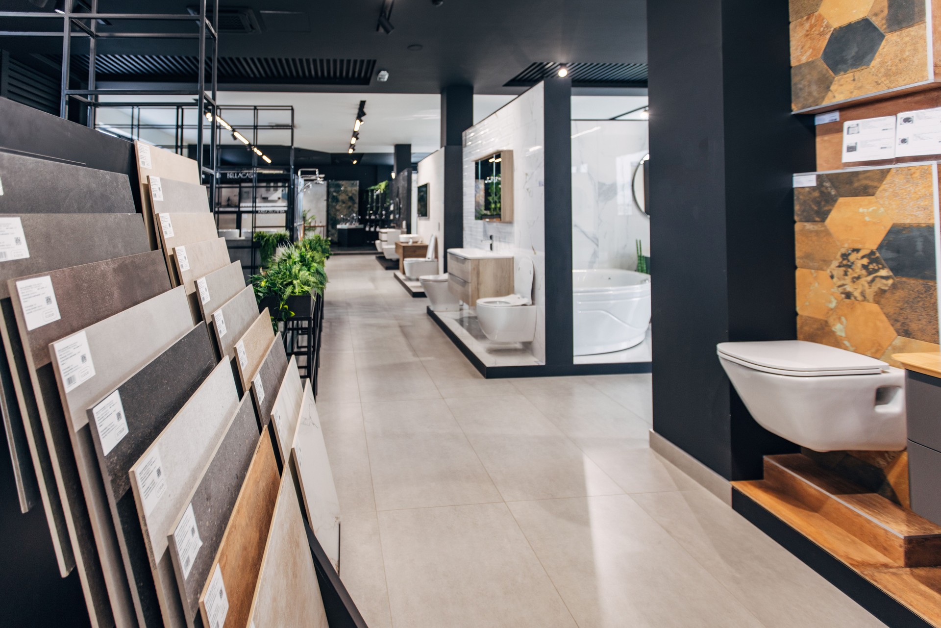 Bathroom equipment in showroom